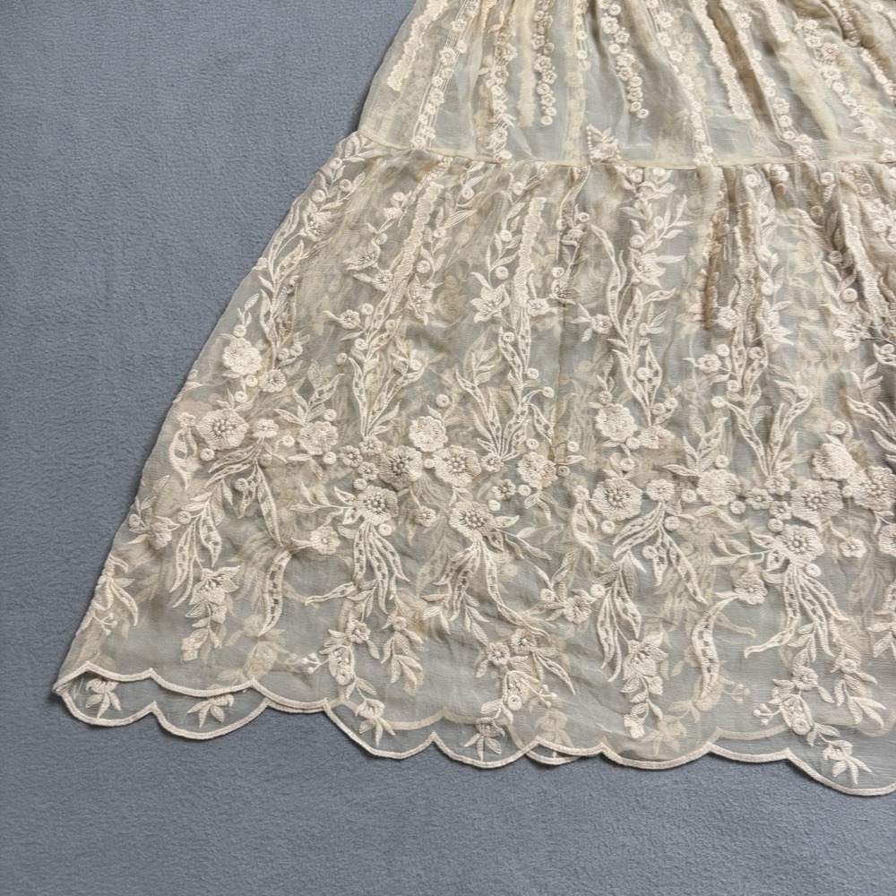 Sundance Dress Womens‎ Small Peach Silk Embroidered Sheer Boho Cottage NO LINER - Picture 12 of 14